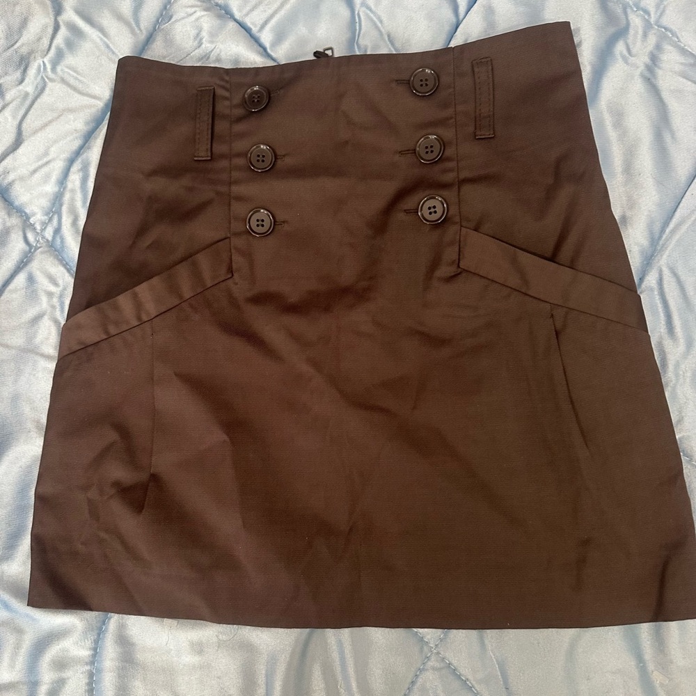 H&M Brown Mini Skirt with Button Detail